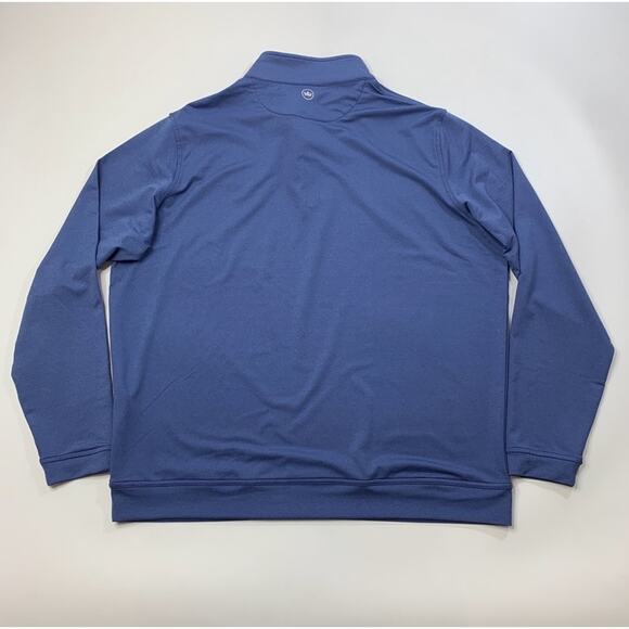 Peter Millar Sweatshirt Mens XL Blue Perth Melange Performance 1/4 Zip Golf LOGO - Picture 7 of 11